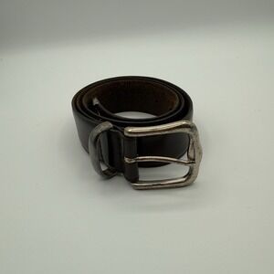 Fossil Men's Brown Leather Belt‎ Silver Tone Buckle W/Some Tarnish Size 36